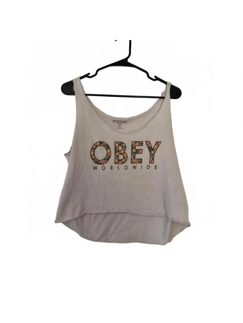 OBEY Propaganda Beige/light pink Cropped Tank Top